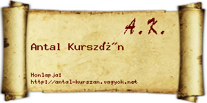 Antal Kurszán névjegykártya